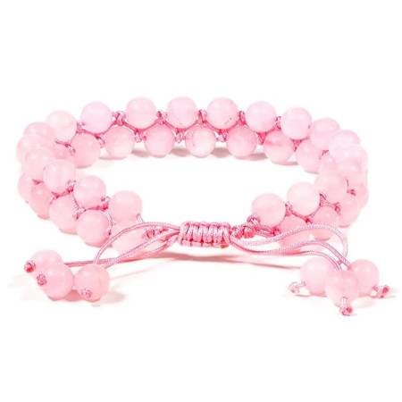 Double-breasted bracelet with pink quartz